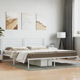 Metal bed frame with white headboard 183x213 cm by vidaXL, Beds and slatted bases - Ref: Foro24-352373, Price: 88,98 €, Disco...