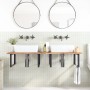 Estante de lavabo de pared acero y madera maciza de acacia