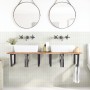 Estante de lavabo de pared acero y madera maciza de acacia