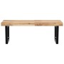 Estante de lavabo de pared acero y madera maciza de acacia