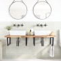 Estante de lavabo de pared acero y madera maciza de acacia