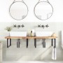 Estante de lavabo de pared acero y madera maciza de acacia