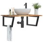 Estante de lavabo de pared acero y madera maciza de acacia