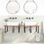 Estante de lavabo de pared acero y madera maciza de acacia