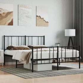 Black metal headboard and footboard bed frame 120x200 cm by vidaXL, Beds and slatted bases - Ref: Foro24-352496, Price: 86,49...