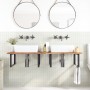 Estante de lavabo de pared acero y madera maciza de acacia
