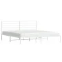 Estructura de cama de metal con cabecero blanco 180x200 cm de vidaXL, Camas y somieres - Ref: Foro24-352372, Precio: 112,35 €...