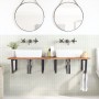 Estante de lavabo de pared acero y madera maciza de acacia