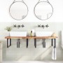 Estante de lavabo de pared acero y madera maciza de acacia