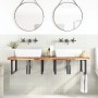 Estante de lavabo de pared acero y madera maciza de acacia