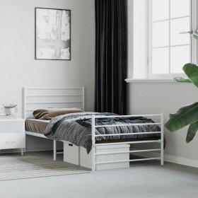 Estructura cama metal con cabecero y pie cama blanca 100x200 cm de vidaXL, Camas y somieres - Ref: Foro24-352381, Precio: 72,...
