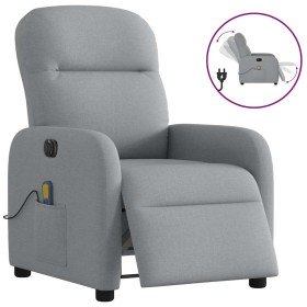 Sillón reclinable de masaje eléctrico tela gris claro Sillón reclinable de masaje eléctrico tela gris claro
