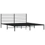 Bed frame with black metal headboard 200x200 cm by vidaXL, Beds and slatted bases - Ref: Foro24-352326, Price: 119,79 €, Disc...