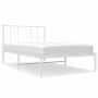 Bettgestell aus Metall mit weißem Kopfteil 100x200 cm von vidaXL, Betten und Lattenroste - Ref: Foro24-352524, Preis: 62,12 €...