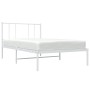 Bettgestell aus Metall mit weißem Kopfteil 100x200 cm von vidaXL, Betten und Lattenroste - Ref: Foro24-352524, Preis: 62,12 €...