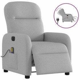 Sillón reclinable de masaje eléctrico tela gris nube en Sillones | Comprar online en Foro24