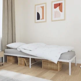 White metal bed frame 90x190 cm by vidaXL, Beds and slatted bases - Ref: Foro24-350905, Price: 76,23 €, Discount: %