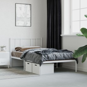 Bettgestell aus Metall mit weißem Kopfteil 90x200 cm von vidaXL, Betten und Lattenroste - Ref: Foro24-352522, Preis: 61,84 €,...