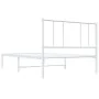 Bettgestell aus Metall mit weißem Kopfteil 90x200 cm von vidaXL, Betten und Lattenroste - Ref: Foro24-352522, Preis: 61,12 €,...