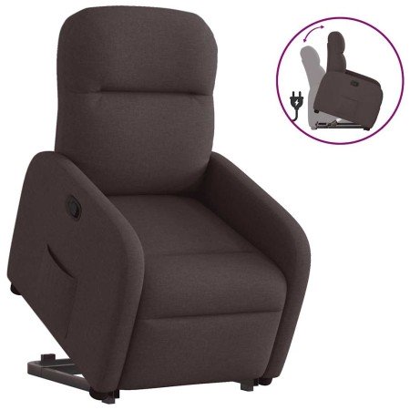Sillón reclinable elevable tela marrón oscuro en Sillones | Comprar online en Foro24