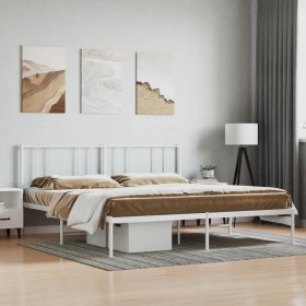 Estructura de cama de metal con cabecero blanco 183x213 cm