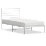 Metal bed frame with white headboard 75x190 cm by vidaXL, Beds and slatted bases - Ref: Foro24-352358, Price: 59,11 €, Discou...
