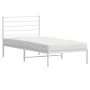 Metal bed frame with white headboard 75x190 cm by vidaXL, Beds and slatted bases - Ref: Foro24-352358, Price: 59,11 €, Discou...