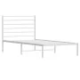 Metal bed frame with white headboard 75x190 cm by vidaXL, Beds and slatted bases - Ref: Foro24-352358, Price: 59,11 €, Discou...
