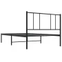 Bed frame with black metal headboard 100x190 cm by vidaXL, Beds and slatted bases - Ref: Foro24-352474, Price: 66,02 €, Disco...