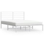 Bettgestell aus Metall mit weißem Kopfteil 150x200 cm von vidaXL, Betten und Lattenroste - Ref: Foro24-352370, Preis: 104,52 ...