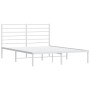 Bettgestell aus Metall mit weißem Kopfteil 150x200 cm von vidaXL, Betten und Lattenroste - Ref: Foro24-352370, Preis: 104,52 ...