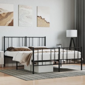 Estructura de cama cabecero y estribo metal negro 135x190 cm