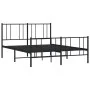 Black metal headboard and footboard bed frame 135x190 cm by vidaXL, Beds and slatted bases - Ref: Foro24-352497, Price: 93,52...