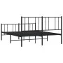 Black metal headboard and footboard bed frame 135x190 cm by vidaXL, Beds and slatted bases - Ref: Foro24-352497, Price: 93,52...