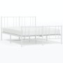 Metal bed frame with headboard and white footboard 135x190 cm by vidaXL, Beds and slatted bases - Ref: Foro24-352546, Price: ...