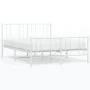 Metal bed frame with headboard and white footboard 135x190 cm by vidaXL, Beds and slatted bases - Ref: Foro24-352546, Price: ...