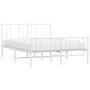 Metal bed frame with headboard and white footboard 135x190 cm by vidaXL, Beds and slatted bases - Ref: Foro24-352546, Price: ...
