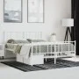 Metal bed frame with headboard and white footboard 135x190 cm by vidaXL, Beds and slatted bases - Ref: Foro24-352546, Price: ...