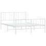 Metal bed frame with headboard and white footboard 135x190 cm by vidaXL, Beds and slatted bases - Ref: Foro24-352546, Price: ...