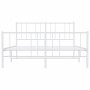 Metal bed frame with headboard and white footboard 135x190 cm by vidaXL, Beds and slatted bases - Ref: Foro24-352546, Price: ...