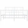 Metal bed frame with headboard and white footboard 135x190 cm by vidaXL, Beds and slatted bases - Ref: Foro24-352546, Price: ...