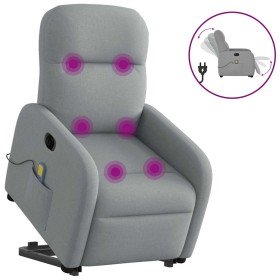 Sillón de masaje eléctrico reclinable elevable tela gris claro Sillón de masaje eléctrico reclinable elevable tela gris claro
