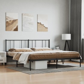 Bed frame with black metal headboard 193x203 cm by vidaXL, Beds and slatted bases - Ref: Foro24-352486, Price: 107,99 €, Disc...