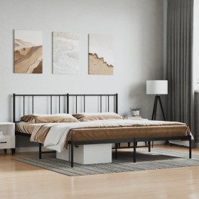 Estructura de cama con cabecero metal negro 193x203 cm