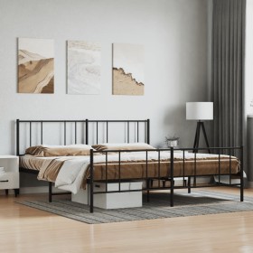 Black metal headboard and footboard bed frame 193x203cm by vidaXL, Beds and slatted bases - Ref: Foro24-352504, Price: 114,84...
