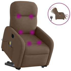 Sillón de masaje eléctrico reclinable elevable tela marrón