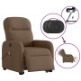 Sillón de masaje eléctrico reclinable elevable tela marrón