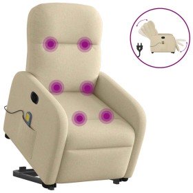 Sillón de masaje eléctrico reclinable elevable tela crema Sillón de masaje eléctrico reclinable elevable tela crema