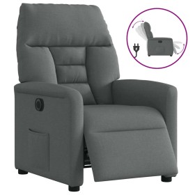 Sillón reclinable eléctrico de tela gris oscuro