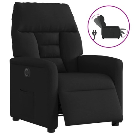 Sillón reclinable eléctrico de tela negro